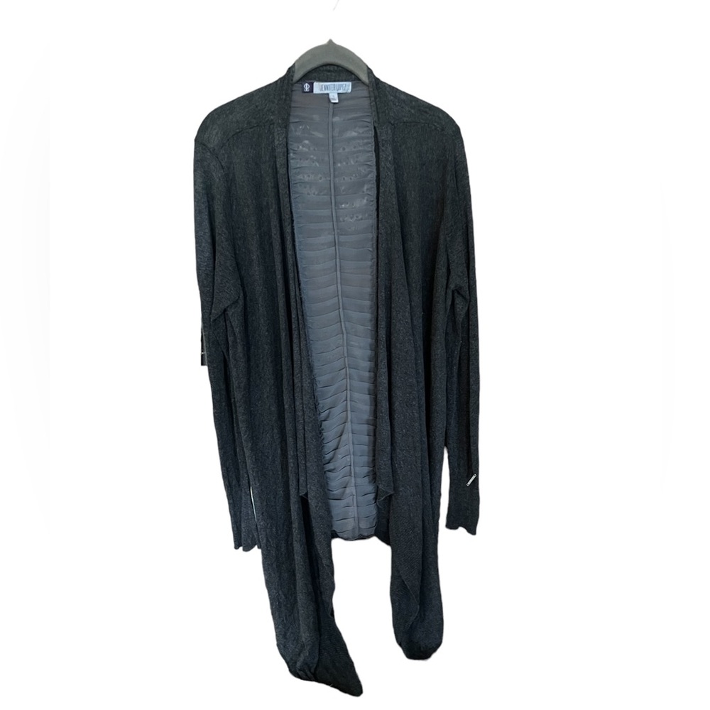 🔥🔥🔥Jennifer Lopez High Low Grey Long Sleeve Sweater Duster